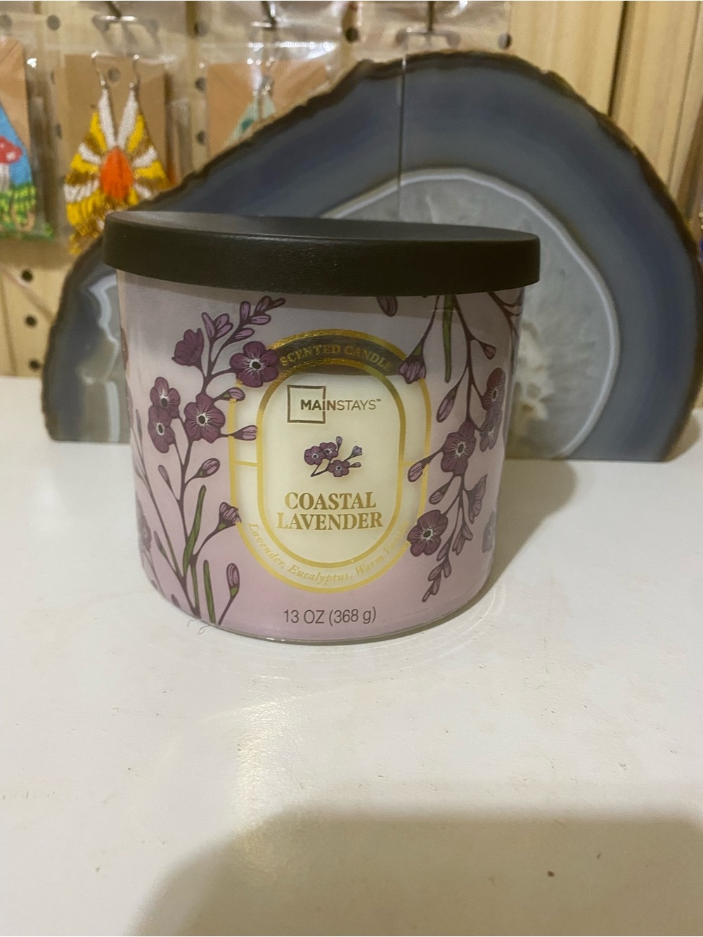 Mainstays Lavender Floral Scented Candle - Purple & Black